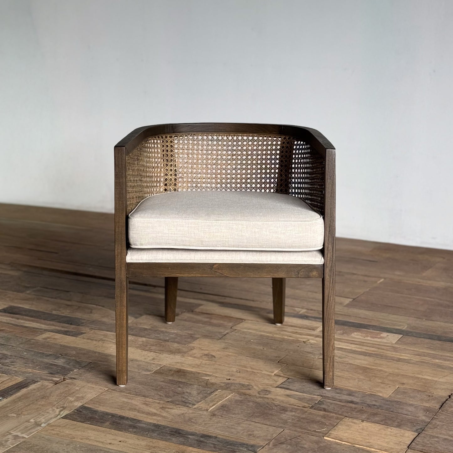 橢圓藤面單椅-咖