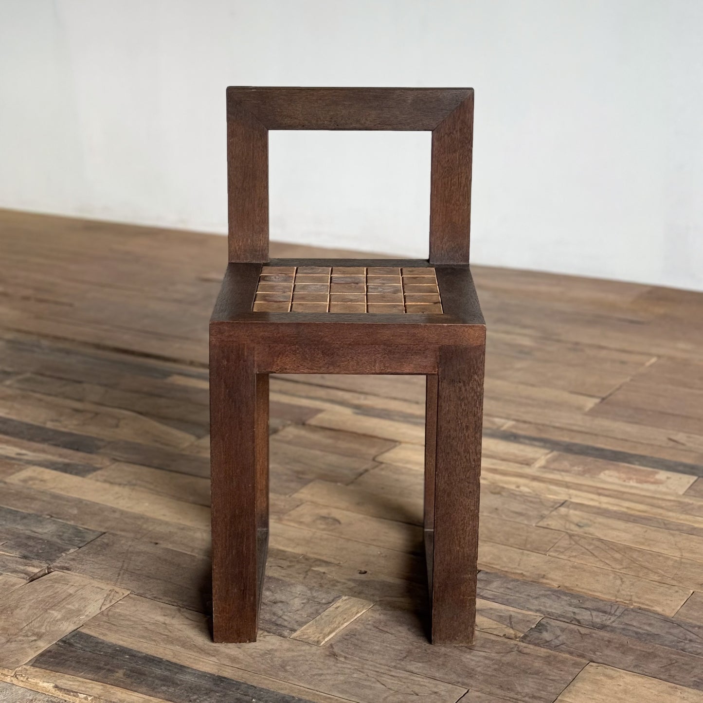 拼接柚木小椅